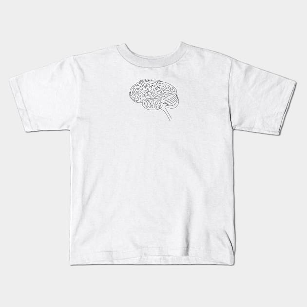 One line brain art Kids T-Shirt by Sci-Emily